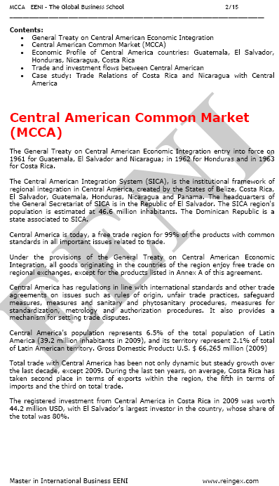 Master Corsi: Mercato comune dell'America Centrale