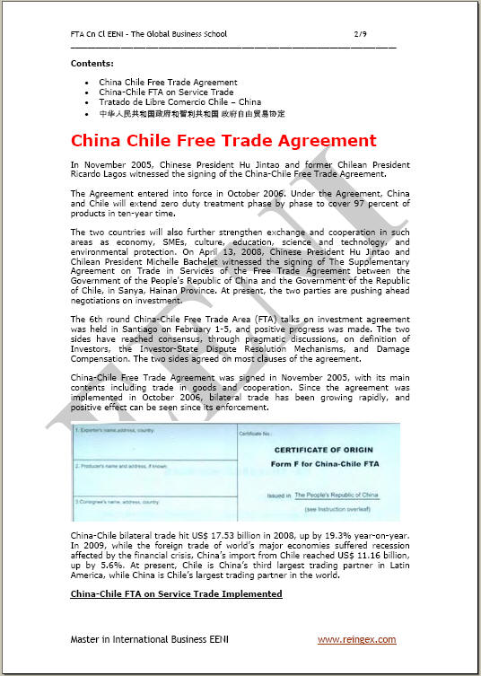 Cina-Cile Accordo di libero scambio