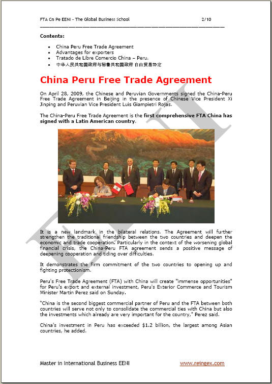 Corso Master: Cina-Perù Accordo di libero scambio (Corsi, Master, Dottorati)