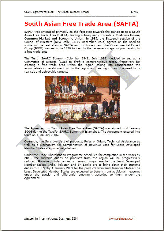 Master Corsi: Associazione dell'Asia meridionale per la cooperazione regionale (SAARC)