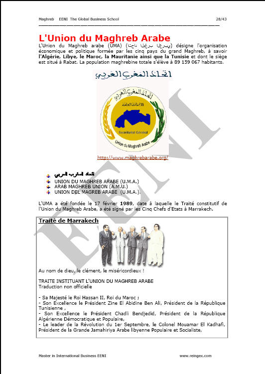 Corso Master: Unione del Maghreb arabo